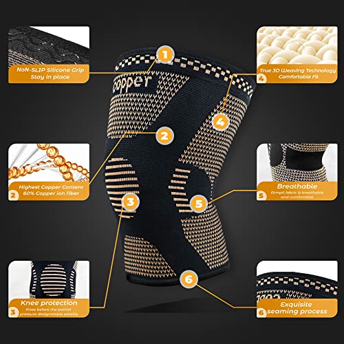 Copper Knee Brace for Arthritis Pain and Support-Copper Knee Sleeve Compression for Sports, Workout, Knee Pain Relief-Single (5X-Large) from 