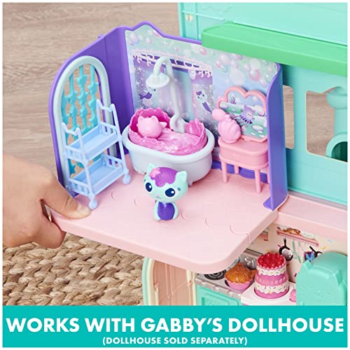 Gabby's Dollhouse, Primp and Pamper Bathroom with Mercat Figure, 3 Accessories, 3 Furniture and 2 Deliveries, Kids Toys for Ages 3 and up from Spin Master