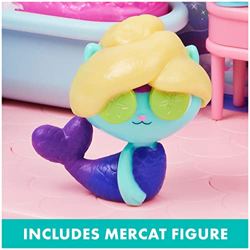 Gabby's Dollhouse, Primp and Pamper Bathroom with Mercat Figure, 3 Accessories, 3 Furniture and 2 Deliveries, Kids Toys for Ages 3 and up from Spin Master