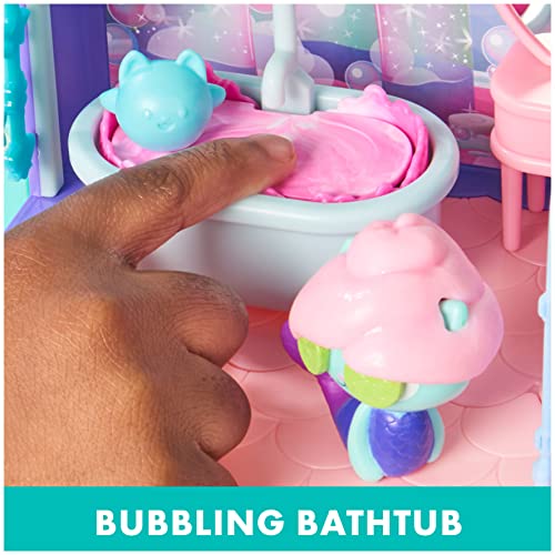 Gabby's Dollhouse, Primp and Pamper Bathroom with Mercat Figure, 3 Accessories, 3 Furniture and 2 Deliveries, Kids Toys for Ages 3 and up from Spin Master