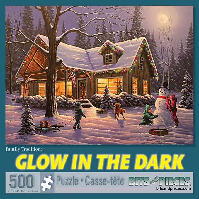 Bits and Pieces - 500 Piece Glow in The Dark Puzzle Jigsaw Puzzle for Adults - Family Traditions - 500 pc Jigsaws by Artist Geno Peoples by Melville Direct