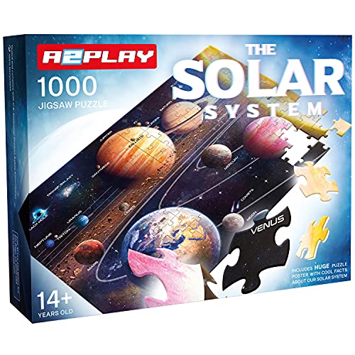 Solar System Space Puzzle for Adults, 1000 Piece Jigsaw Puzzle & Bonus Space Fact Poster by A2PLAY, Premium Materials, 27.5 x 19.7 in from A2PLAY