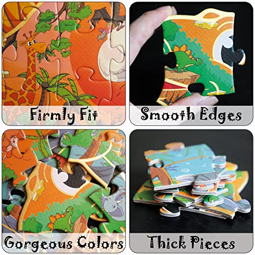 JIGJOJO Floor Puzzles for Kids Ages 5-10, Double-Sided Dinosaur Puzzle, Toddler Toys and Gifts for Kids Boys Girls, Glow in The Dark Animal Shaped Jigsaw Puzzles, T-Rex from JIGJOJO