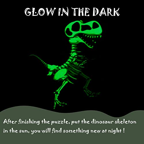 JIGJOJO Floor Puzzles for Kids Ages 5-10, Double-Sided Dinosaur Puzzle, Toddler Toys and Gifts for Kids Boys Girls, Glow in The Dark Animal Shaped Jigsaw Puzzles, T-Rex from JIGJOJO