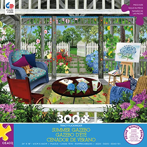 Ceaco - Tracy Flickinger - Summer Gazebo - Oversized 300 Piece Jigsaw Puzzle by CEACO