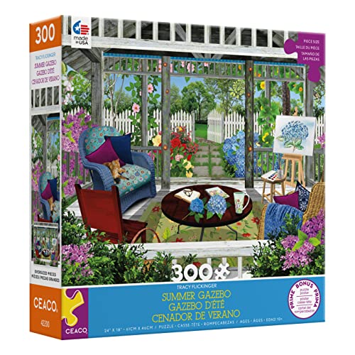 Ceaco - Tracy Flickinger - Summer Gazebo - Oversized 300 Piece Jigsaw Puzzle by CEACO