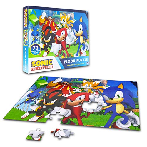 Sonic The Hedgehog Floor Puzzle for Kids Set - Bundle with 72 Piece Sonic Floor Puzzle, Stickers, More | Sonic Puzzles for Kids Ages 4-8 by Beach Kids