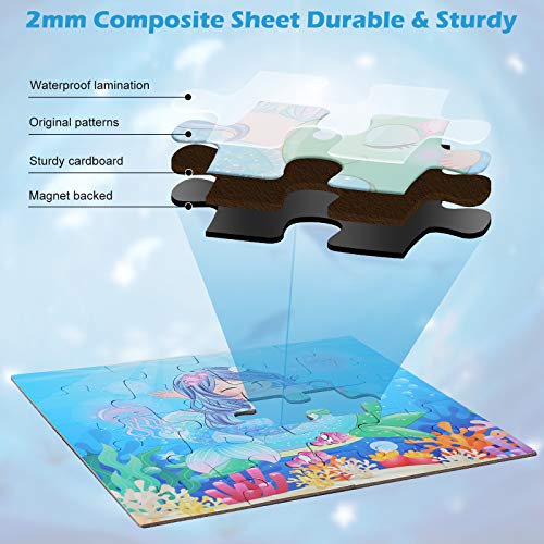 BST SHIER Magnetic Puzzles for Kids Ages 3 4 5 6, TWO-20 Piece Mermaid Wooden Jigsaw Puzzles Book for Toddlers,Travel Games and Travel Toys for 3 4 5 6 Year olds Boys and Girls by BST SHIER