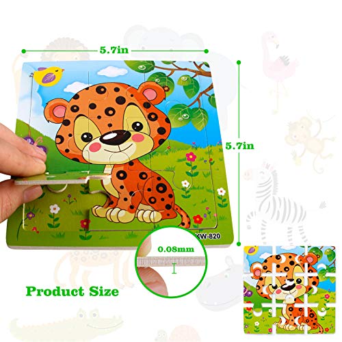 NASHRIO Wooden Puzzles for Toddlers 2-5 Years Old(Set of 6), 9 Pieces Preschool Educational and Learning Animal Jigsaw Puzzle Toy Gift Set for Boys and Girls by NASHRIO
