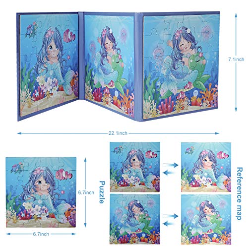 BST SHIER Magnetic Puzzles for Kids Ages 3 4 5 6, TWO-20 Piece Mermaid Wooden Jigsaw Puzzles Book for Toddlers,Travel Games and Travel Toys for 3 4 5 6 Year olds Boys and Girls by BST SHIER