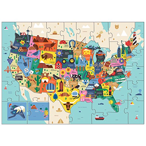 Mudpuppy Map of the United States of America Puzzle, 70 Pieces, 23âx16.5", Ideal for Kids Age 5+, Learn all 50 States by Name & Capital, Double-Sided Geography Puzzle with Pieces Shaped like the State from Mudpuppy