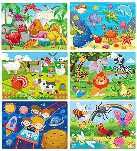 Puzzles for Kids Ages 4-8, Wooden Jigsaw Puzzles 60 Pieces Preschool Toddler Puzzles Set for Boys and Girls(6 Puzzles) by SOYUNG