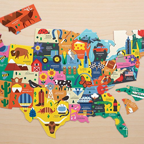 Mudpuppy Map of the United States of America Puzzle, 70 Pieces, 23âx16.5", Ideal for Kids Age 5+, Learn all 50 States by Name & Capital, Double-Sided Geography Puzzle with Pieces Shaped like the State from Mudpuppy