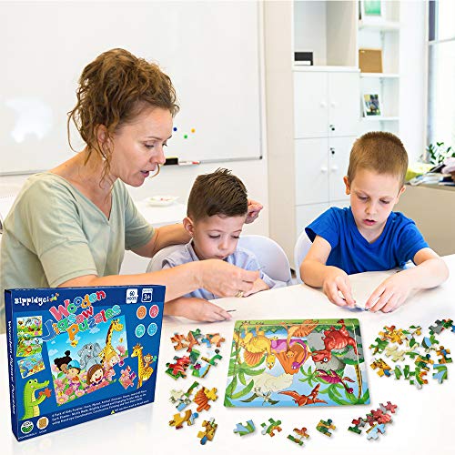 Puzzles for Kids Ages 4-8, Wooden Jigsaw Puzzles 60 Pieces Preschool Toddler Puzzles Set for Boys and Girls(6 Puzzles) by SOYUNG