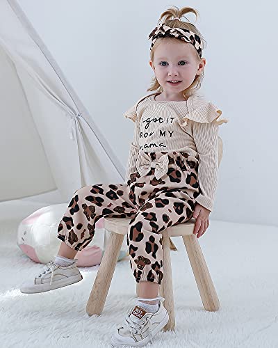 OLLUISNEO Baby Clothes Girl Newborn Baby Girl Clothing Long Sleeve Apricot Romper Pant Set Oufits Fall Baby Girl Outfits 3-6 Months from 