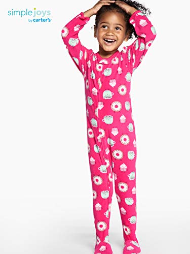 Simple Joys by Carter's Toddler Girls' Loose Fit Fleece Footed Pajamas, Pack of 3, Superhero/Donut/Owl, 18 Months by Carter's Simple Joys - Private Label