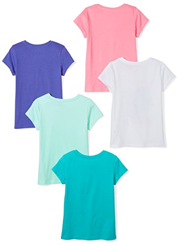Spotted Zebra Girls' Short-Sleeve T-Shirts, Pack of 5, Pink/Green/White, Unicorn, Small from FR Apparel Trading DMCC