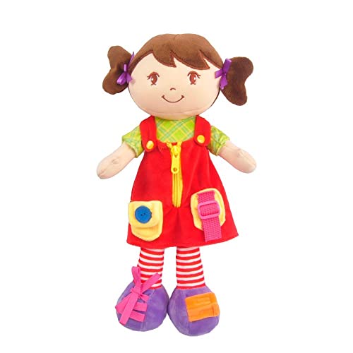Linzy Plush 16" Educational Plush Doll, Adorable Plush Doll Comes with clad ,a Removable Outfit Packed with Closures-Perfect for Testing a Little One's Growing Problem Solving and Motor Skills from LJAP1