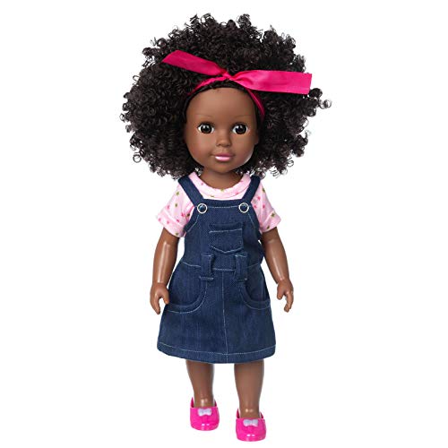 Ecore Fun Black Doll 14.5 Inch Baby Girl Doll and Clothes Set African Washable Realistic Silicone Girl Dolls -Best Gift for Kids Girls by Ecore Fun