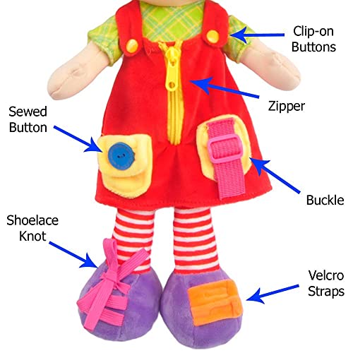 Linzy Plush 16" Educational Plush Doll, Adorable Plush Doll Comes with clad ,a Removable Outfit Packed with Closures-Perfect for Testing a Little One's Growing Problem Solving and Motor Skills from LJAP1