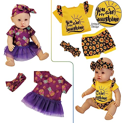 Windolls 10 Sets 14-16 Inch Baby Doll Clothes Dress Outfits Headbands Accessories fits 43cm New Born Baby Doll, Bitty 15 inch Baby Doll, American 18 Inch Girl Doll by Windolls