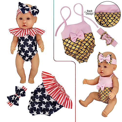 Windolls 10 Sets 14-16 Inch Baby Doll Clothes Dress Outfits Headbands Accessories fits 43cm New Born Baby Doll, Bitty 15 inch Baby Doll, American 18 Inch Girl Doll by Windolls