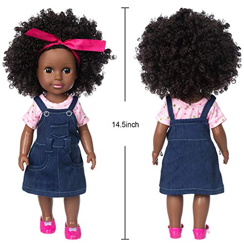 Ecore Fun Black Doll 14.5 Inch Baby Girl Doll and Clothes Set African Washable Realistic Silicone Girl Dolls -Best Gift for Kids Girls by Ecore Fun
