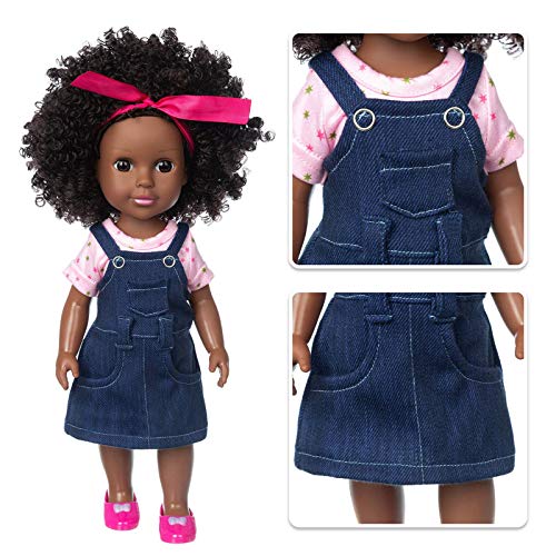 Ecore Fun Black Doll 14.5 Inch Baby Girl Doll and Clothes Set African Washable Realistic Silicone Girl Dolls -Best Gift for Kids Girls by Ecore Fun