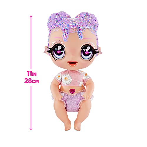 MGA Entertainment Glitter BABYZ Lila Wildboom Baby Doll with 3 Magical Color Changes, Purple Hair , Flower Outfit, Diaper, Bottle, Pacifier Gift for Kids, Toy for Girls Boys Ages 3 4 5+ Years Old by MGA Entertainment