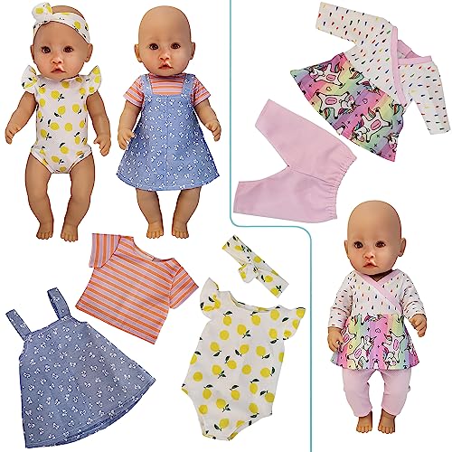 Windolls 10 Sets 14-16 Inch Baby Doll Clothes Dress Outfits Headbands Accessories fits 43cm New Born Baby Doll, Bitty 15 inch Baby Doll, American 18 Inch Girl Doll by Windolls