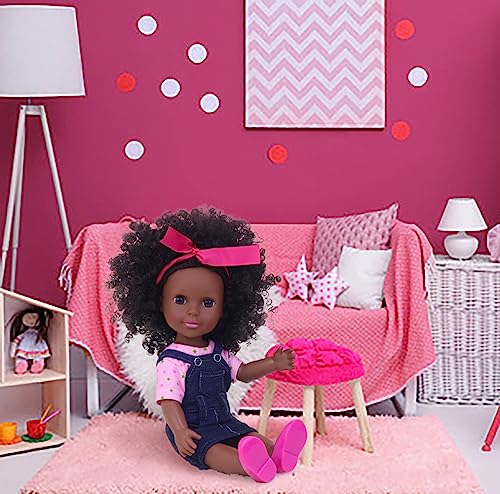 Ecore Fun Black Doll 14.5 Inch Baby Girl Doll and Clothes Set African Washable Realistic Silicone Girl Dolls -Best Gift for Kids Girls by Ecore Fun
