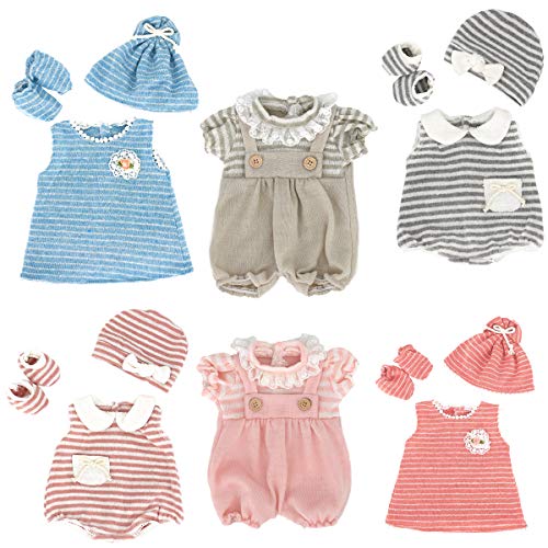 DC-BEAUTIFUL 6 Set Girl Dolls Clothes Gift for 14 Inch 18 Inch Newborn Baby Dolls, Includes Doll Outfits Dress Hat Socks, Total 14 Pcs Doll Onesies Clothes Pajamas Costumes by DC-BEAUTIFUL