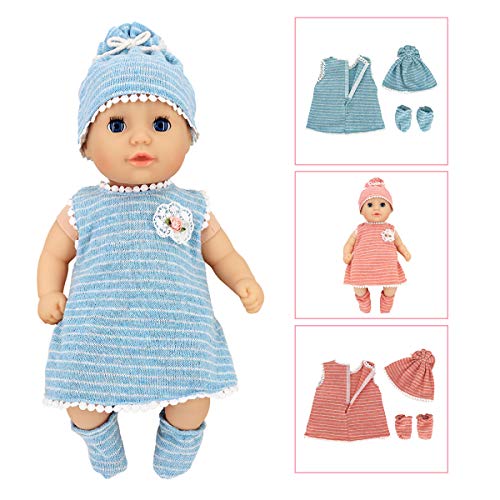 DC-BEAUTIFUL 6 Set Girl Dolls Clothes Gift for 14 Inch 18 Inch Newborn Baby Dolls, Includes Doll Outfits Dress Hat Socks, Total 14 Pcs Doll Onesies Clothes Pajamas Costumes by DC-BEAUTIFUL
