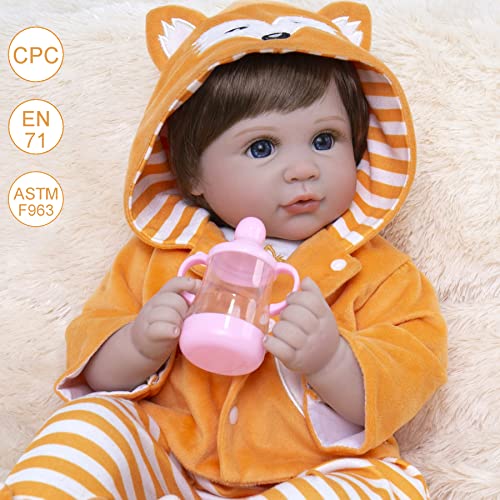 Aori Reborn Baby Dolls 22 Inch Lifelike Realistic Newborn Dolls Reborn Baby Girl with Fox Set from Aori