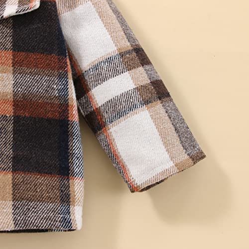 Toddler Boy Clothes Plaid Outerwear Button Down Shirts Fannel Long Sleeve Winter Fall 3pc Outfits Pant Set 6M-4T (3-4T, Dark Brown) by 