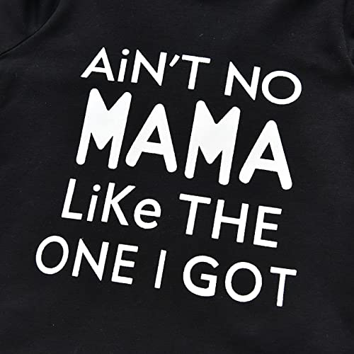 Toddler Infant Baby Boy Clothes Aint No Mama Like The One I Got Printed Hoodie Tops Sweatsuit Splicing Pants Outfit Set (0-6 Months) from 