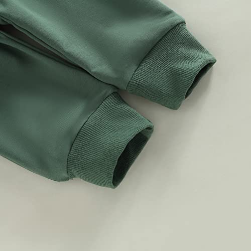 Toddler Baby Boy Clothes Solid Color Long Sleeve Crewneck Sweatshirt Top Casual Pants Set 2Pcs Fall Winter Outfits (Gray & Green, 12-18 Months) by MA&BABY