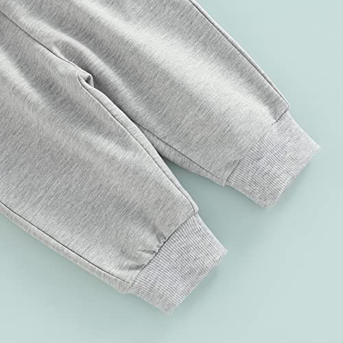 Toddler Baby Boy Girl Clothes Long Sleeve Hoodie Sweatshirt Tops+Drawstring Pants Set Fall Winter Tracksuit Outfits (Grey, 3-6 Months) by SOLILOQUY