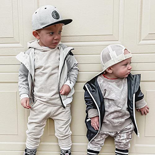 Toddler Baby Boy Girl Clothes Long Sleeve Hoodie Sweatshirt Tops+Drawstring Pants Set Fall Winter Tracksuit Outfits (Grey, 3-6 Months) by SOLILOQUY
