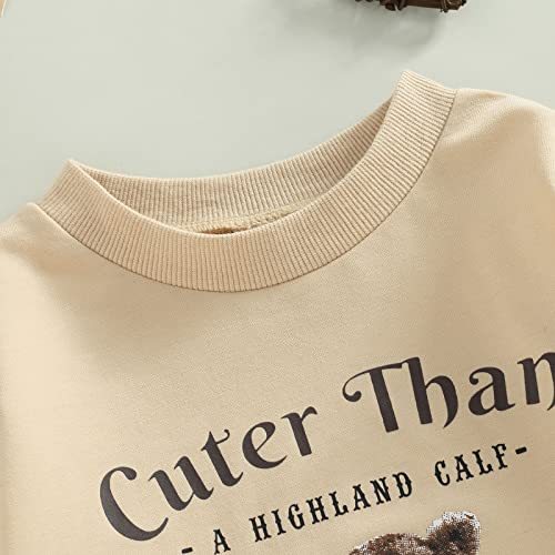 Western Baby Boy Clothes Cow Print Onesie Cowboy Crewneck Sweatshirt Oversized Tops Romper Winter Newborn Outfit(B Ginger 0-3 Months) by Qiylii