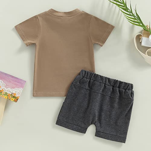 Western Baby Boy Summer Clothes Cow Print Short Sleeve T-Shirt Top Shorts Set 2Pcs Toddler Western Cowboy Outfits (A Coffee, 0-6 Months) from 