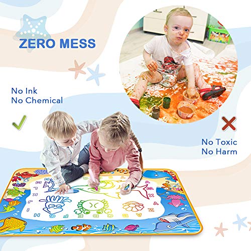 Water Doodle Mat - Kids Painting Writing Doodle Toy Mat - Color Doodle Drawing Mat Bring Magic Pens Educational Toys for Age 2 3 4 5 6 7 Year Old Girls Boys Age Toddler Gift from Toyk