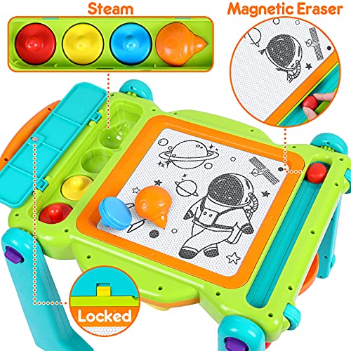 3-IN-1 Baby Sit to Stand Walker Toy Activity Table Drawing Board Educational Toys for 1 Year Old Boy Girl Birthday Gift 9 12 18 Months 2 3 Year Old Baby Kid Toddler Push Toy Musical Sound Light Effect by ORWINE