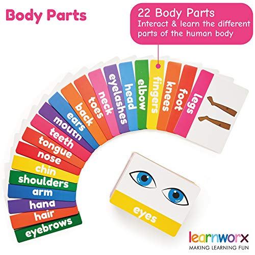 My First Flash Cards for Toddlers - 101 Cards - 202 Sides - Learn Shapes, Numbers, Colors, Body Parts, Counting, Letters & More - Fun Learning and Educational Flashcards from learnworx