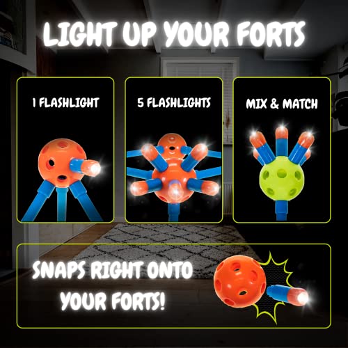 100 Pieces Fort Building Kit Plus 5 Light Set for Kids 4-8 - STEM Building DIY Educational Toy - Blue and Red - Intellio Toys Bright Builder by Intellio Toys