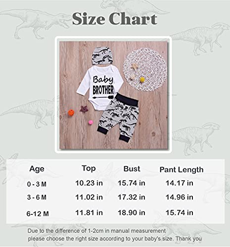 Baby Boy Outfit Newborn Dinosaur Clothes Baby Brother Bodysuit (White, 0-3 Months) by 