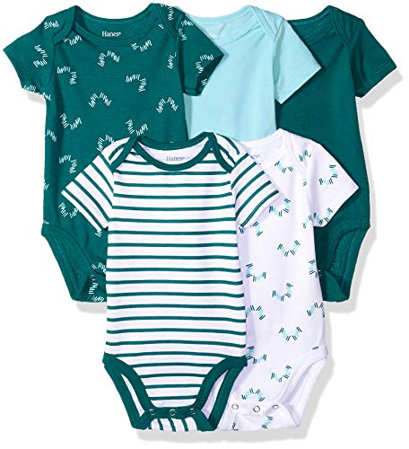 Hanes baby boys Ultimate Flexy 5 Pack Short Sleeve Bodysuits Bodystocking, Greens, 12-18 Months US from Hanes