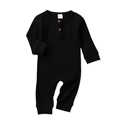 Newborn Baby Boy Girl One Piece Romper Jumpsuit Solid Ribbed Baby Boy Clothes Onesies Outfits by Nroboo