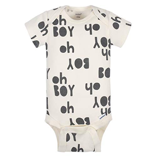 Grow by Gerber Baby Boys 5-Pack Short-Sleeve Onesies Bodysuits, Grey/Ivory/Orange, Newborn from Grow by Gerber