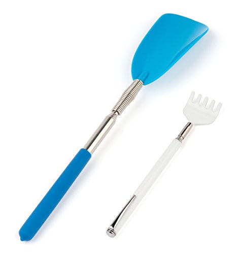 Extendable 30.5 Inch Shoe Horn and Retractable 20.5 Inch Back Scratcher, Mobility and Daily Living Aids Combo Pack, Shoehorns by Dependable Industries inc
